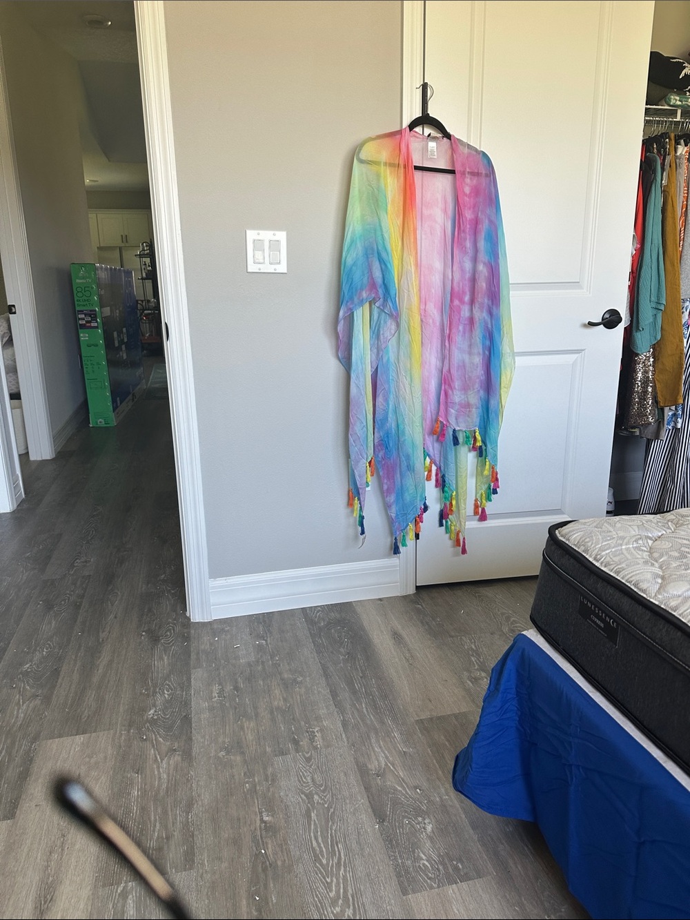 Kurt Geiger Multicolor Pastel Tie-Dye Tassel Wrap - Picture 2 of 3